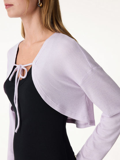 Textured Summer Cropped Cardigan with Tie