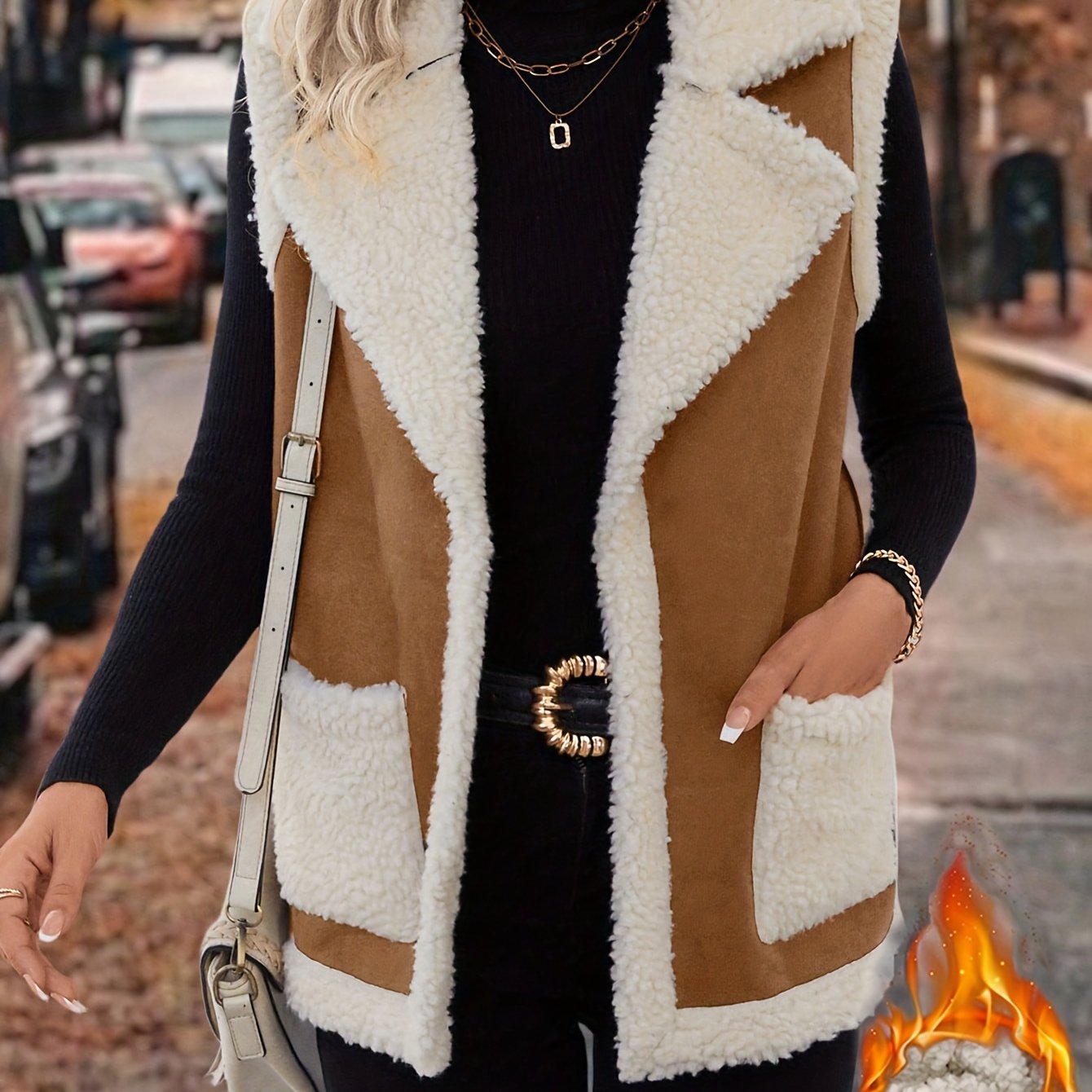 Varelle | Women's Lapel Collar Warm Vest with Front Pockets
