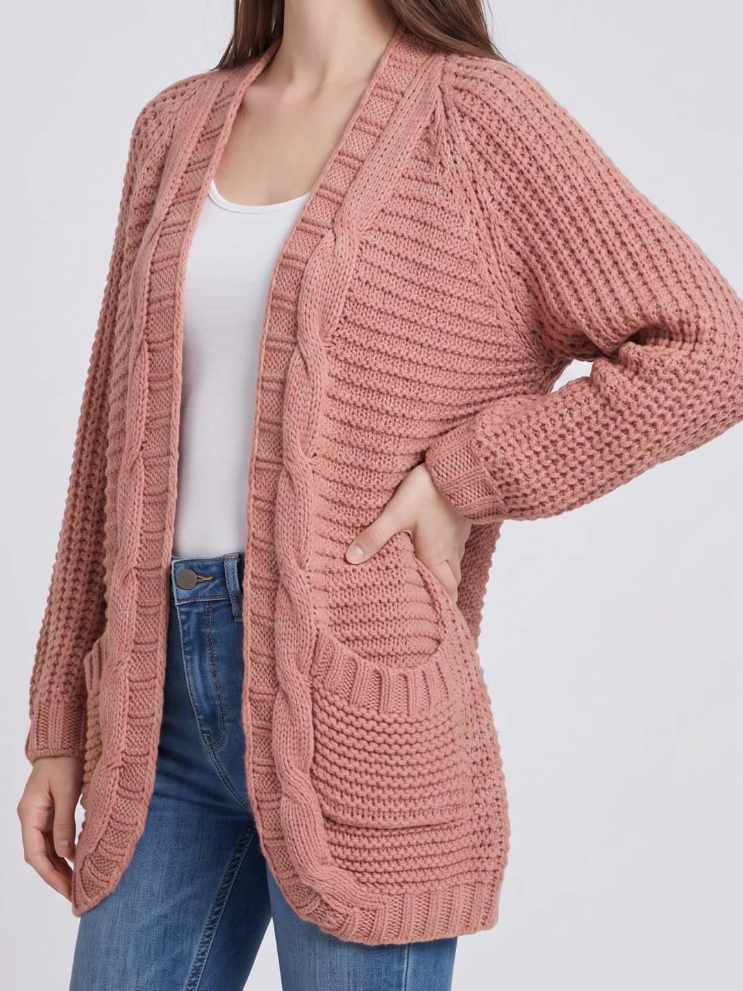 Virelle | Women's Open V-Front Batwing Knit Cardigan - Image 8