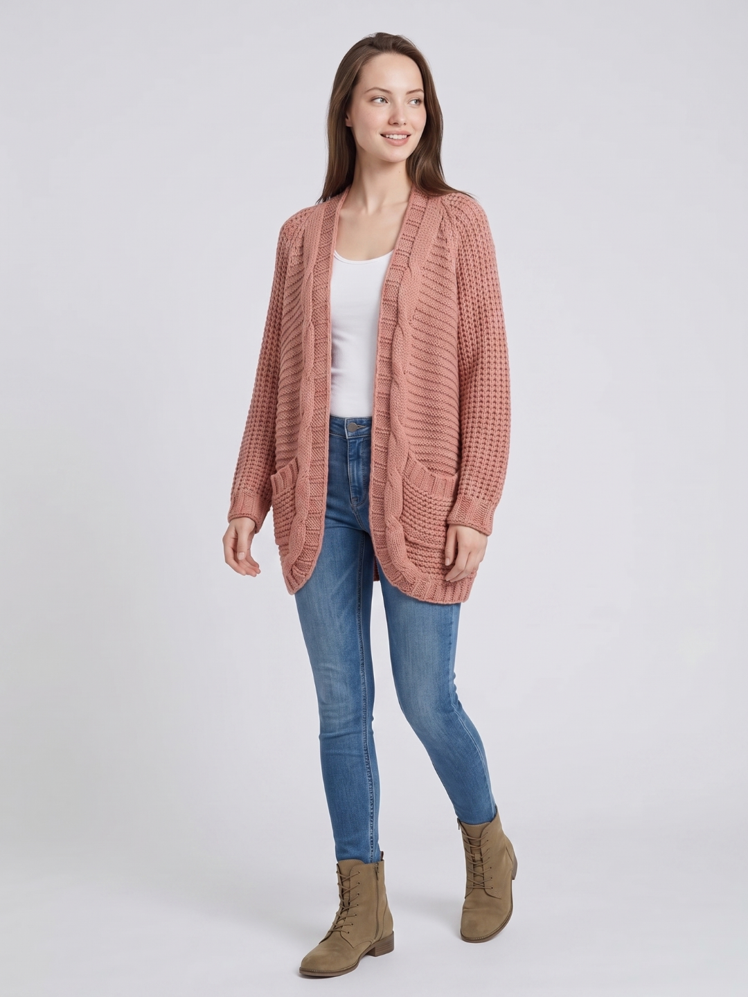 Virelle | Women's Open V-Front Batwing Knit Cardigan - Image 10