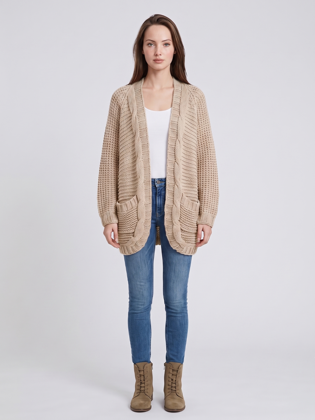 Virelle | Women's Open V-Front Batwing Knit Cardigan - Image 4