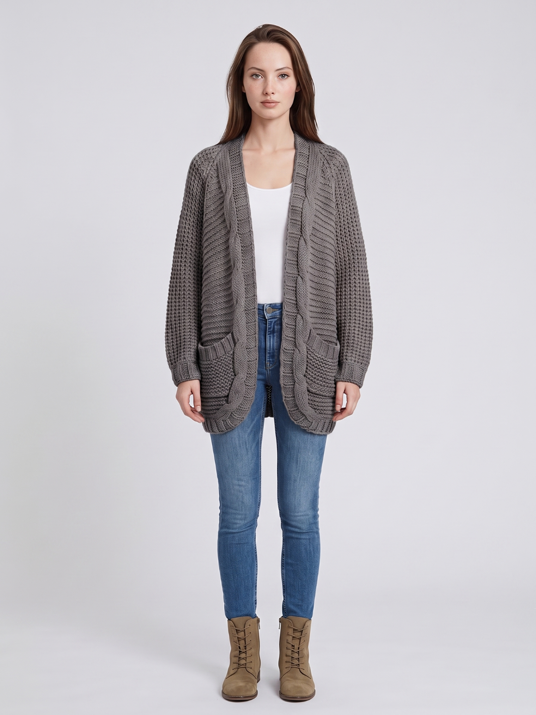 Virelle | Women's Open V-Front Batwing Knit Cardigan - Image 5