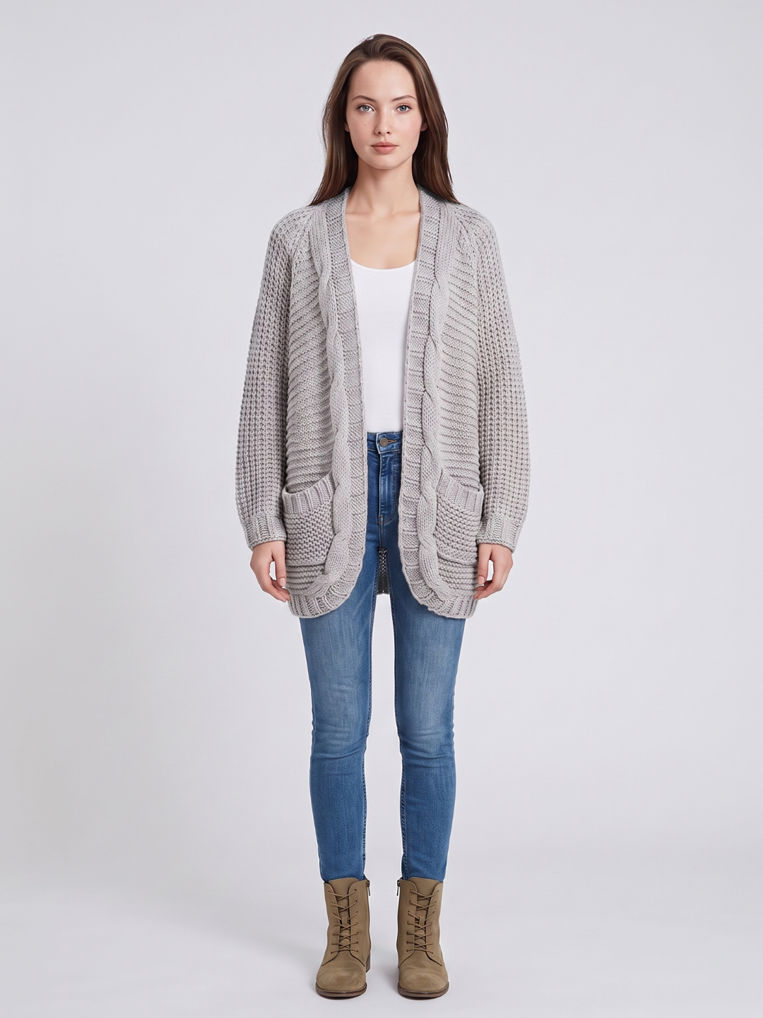 Virelle | Women's Open V-Front Batwing Knit Cardigan - Image 6