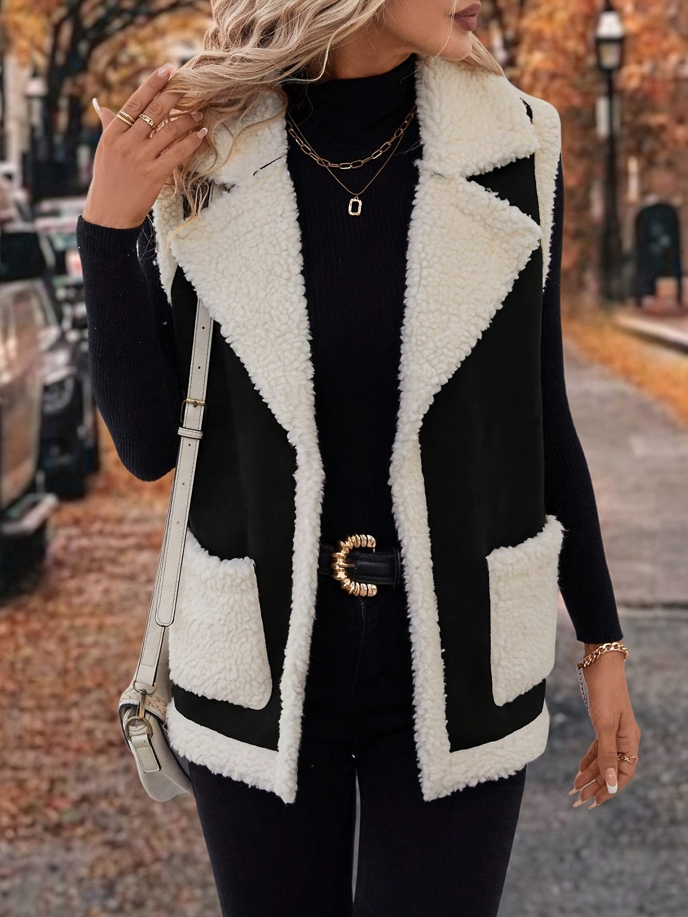 Varelle | Women's Lapel Collar Warm Vest with Front Pockets - Image 13