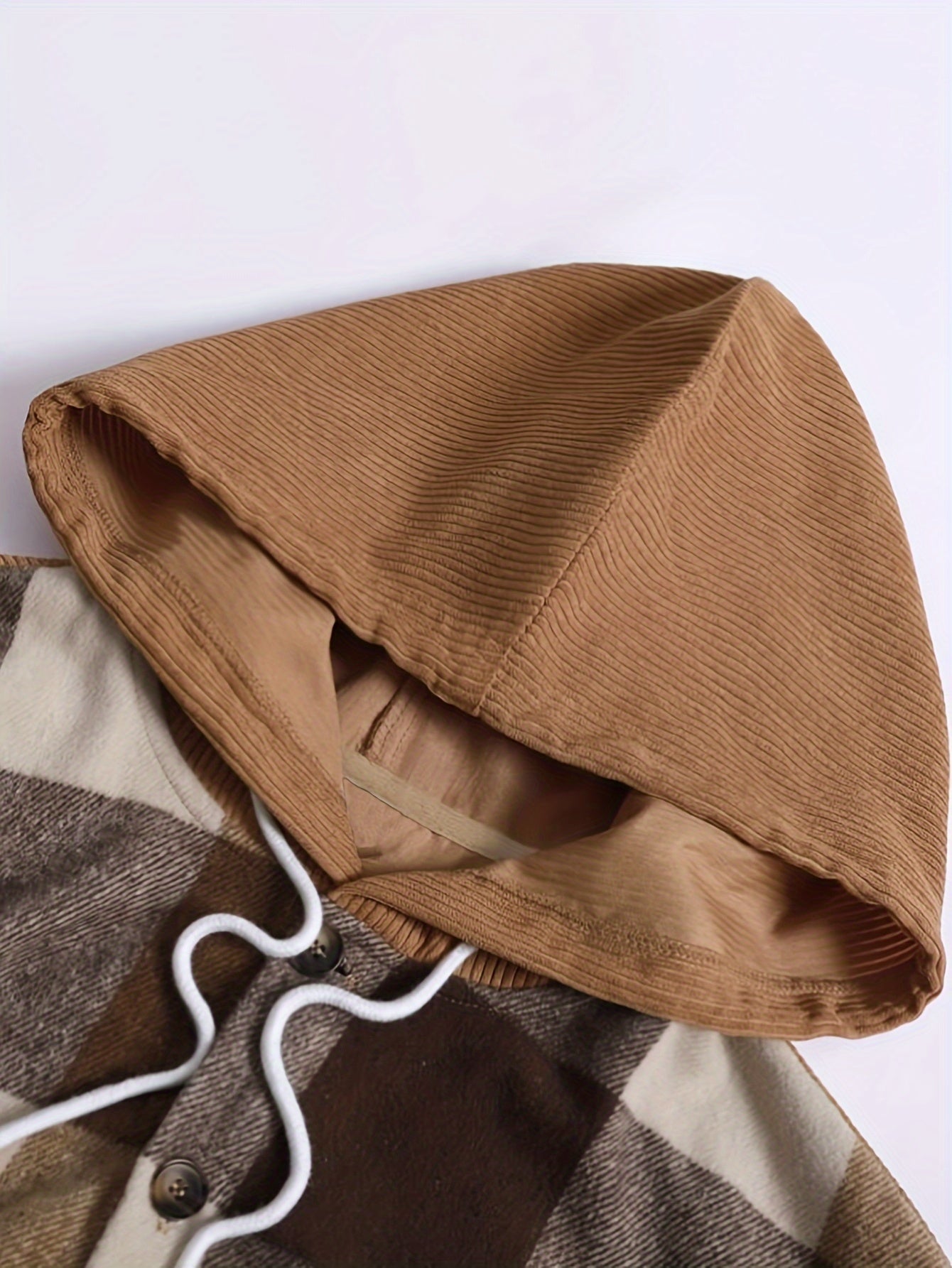 Verdan | Men's Checked Hooded Button Front Overshirt Jacket - Image 4