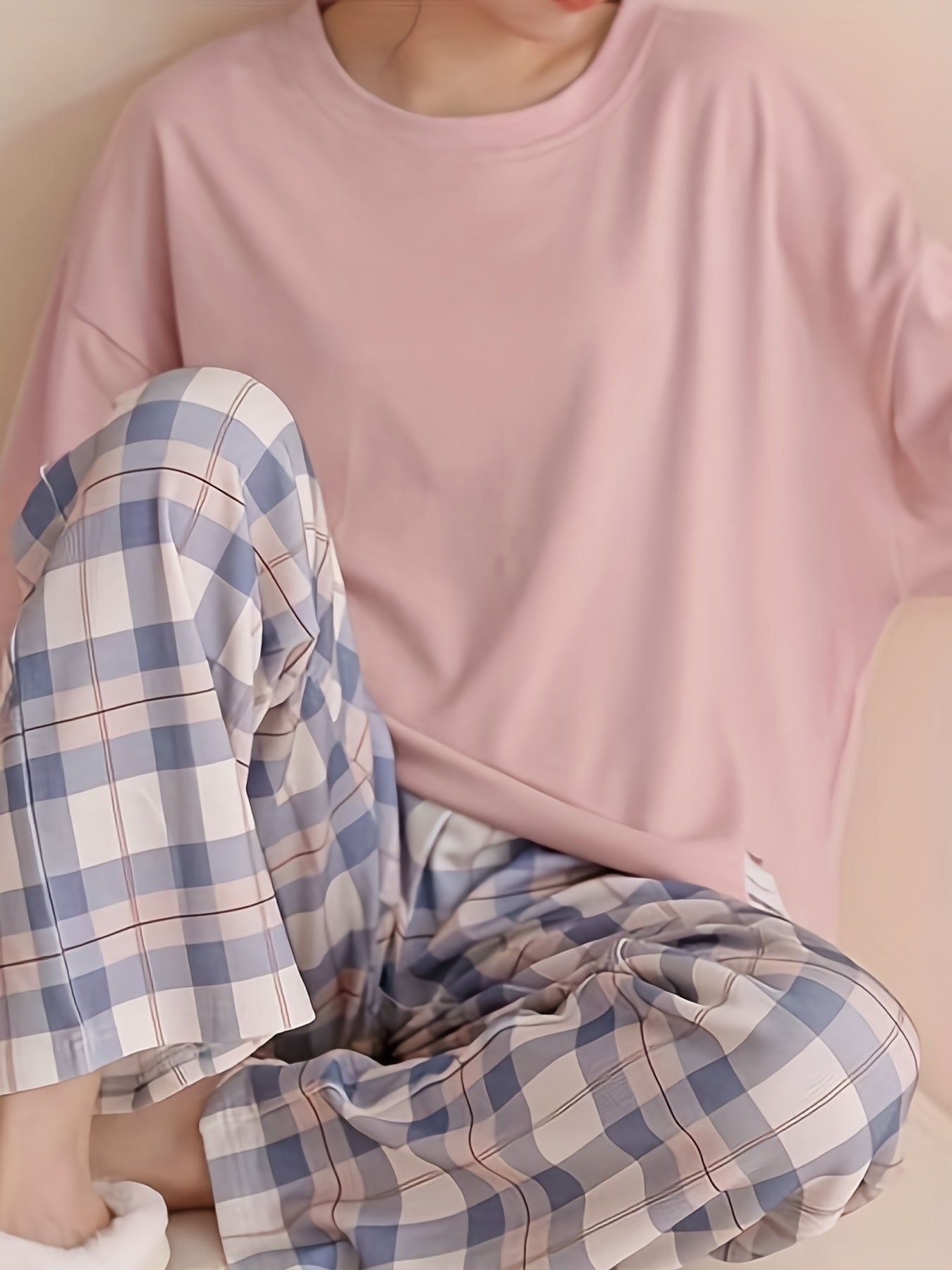 Sylvara | Women's Plaid Long Sleeve Pullover Set - Image 6