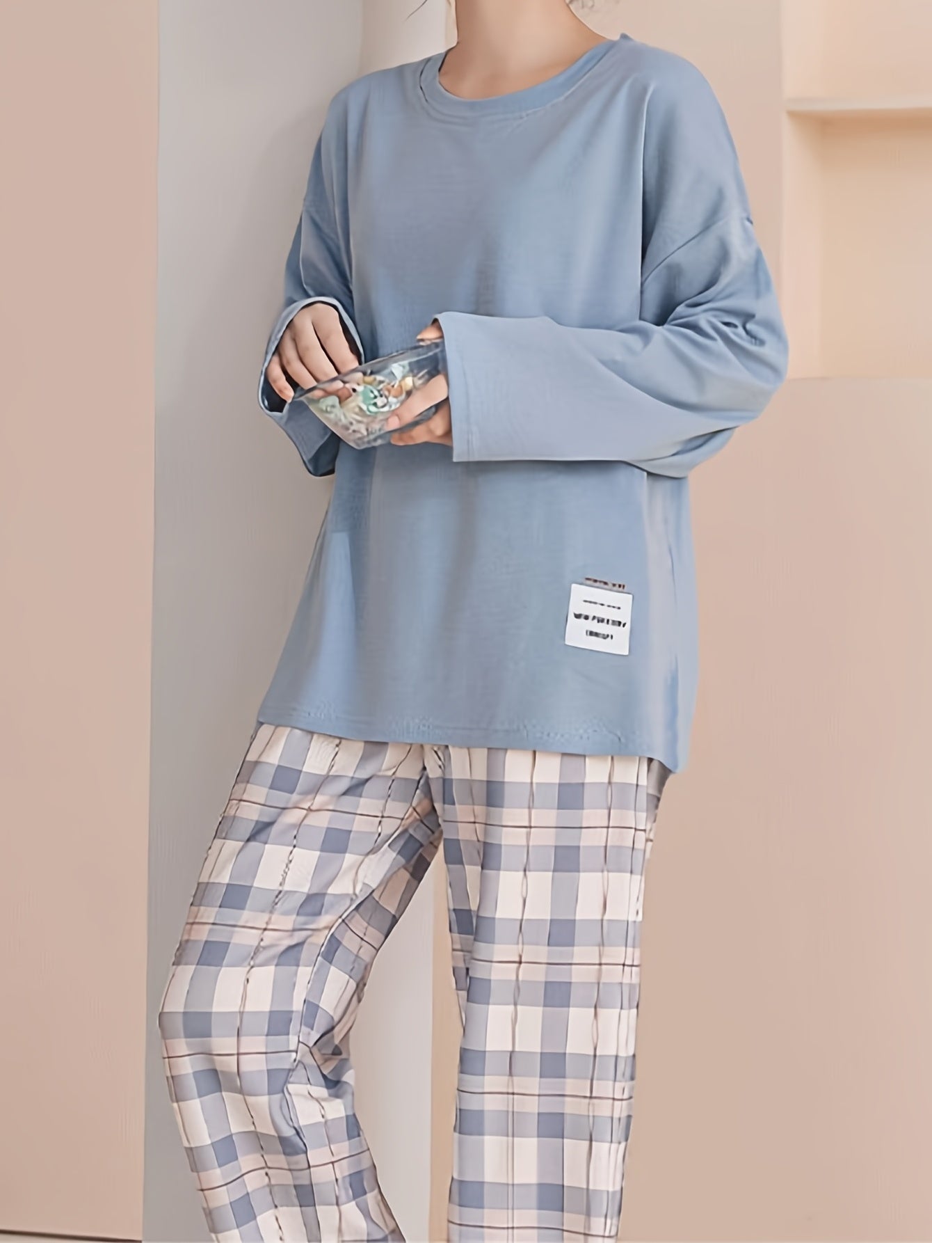 Sylvara | Women's Plaid Long Sleeve Pullover Set - Image 9