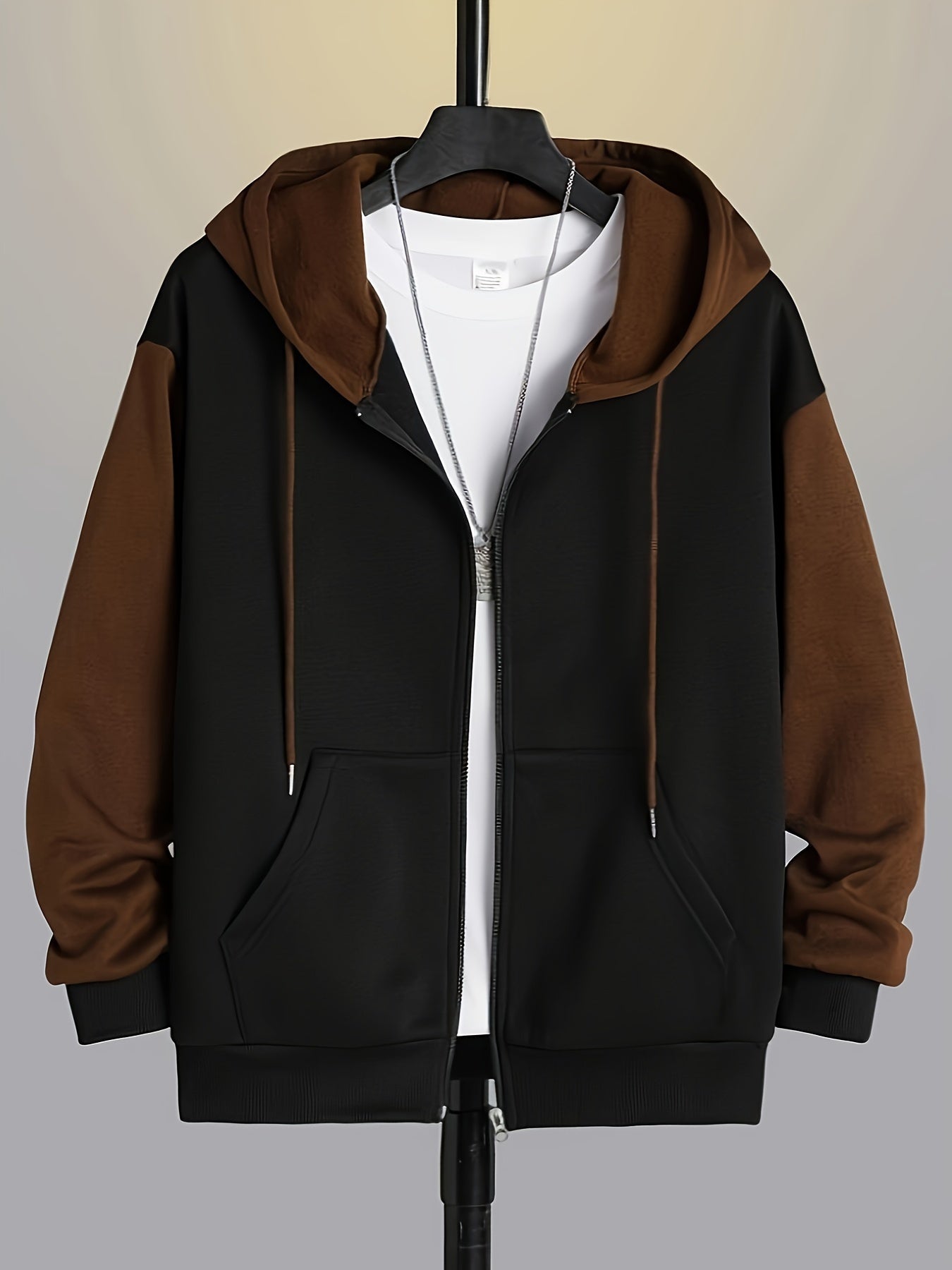 Dervan | Men's Color Block Full Zip Hooded Sweatshirt - Image 2
