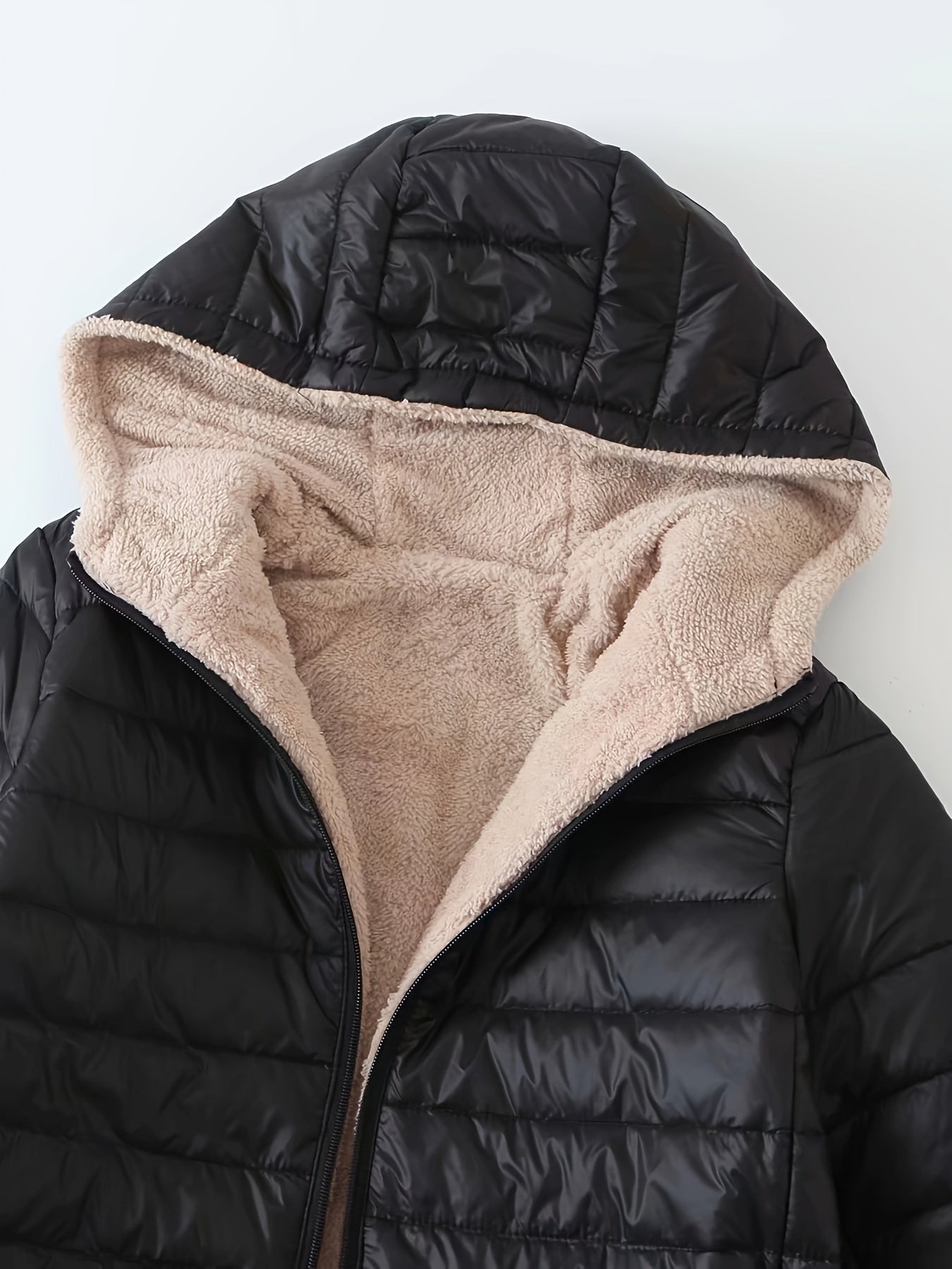 Elvanna | Women's Quilted Longline Coat with Ribbed Cuffs - Image 3