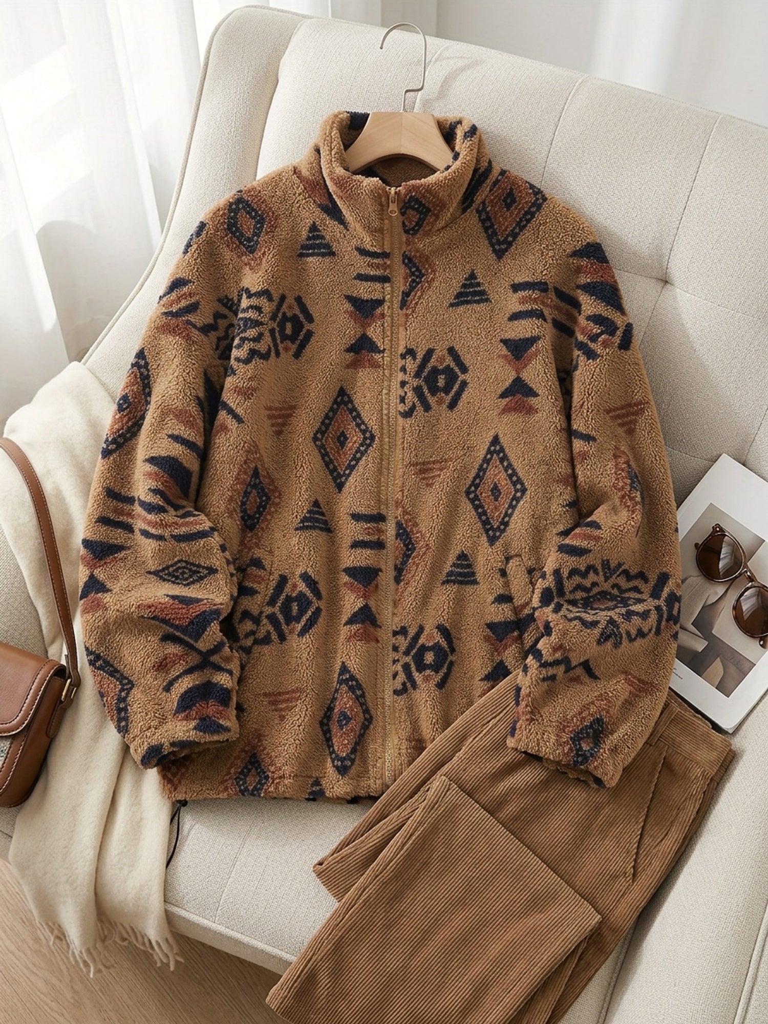 Marielle | Women's Patterned Zip Up Relaxed Fit Jacket - Image 14
