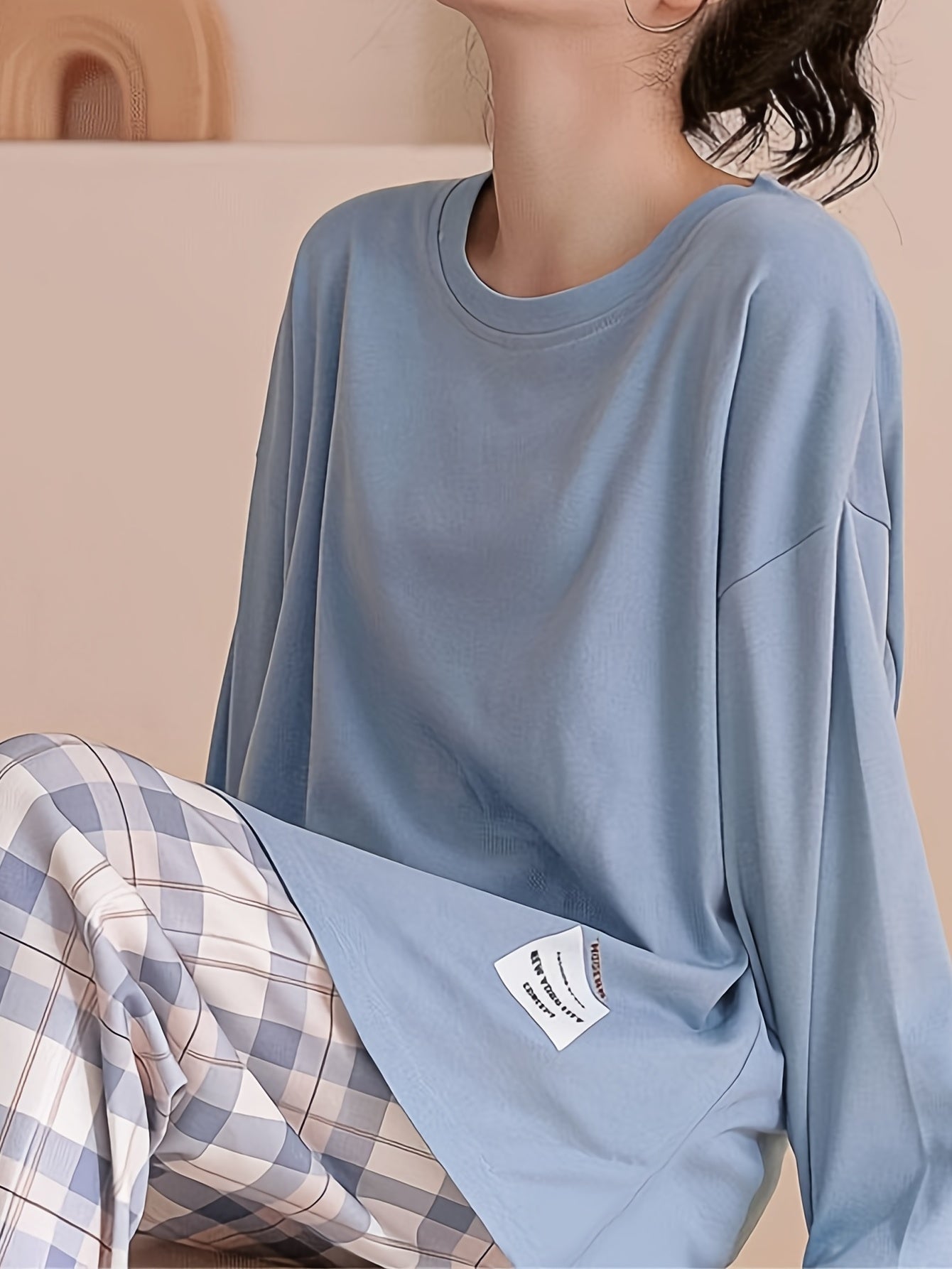 Sylvara | Women's Plaid Long Sleeve Pullover Set - Image 12
