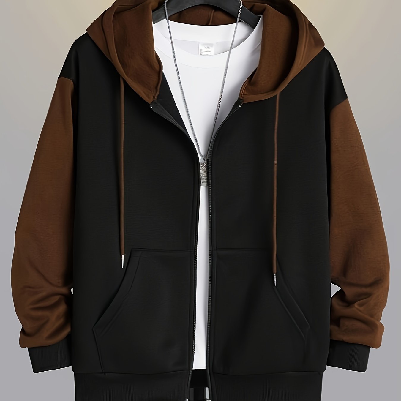 Dervan | Men's Color Block Full Zip Hooded Sweatshirt