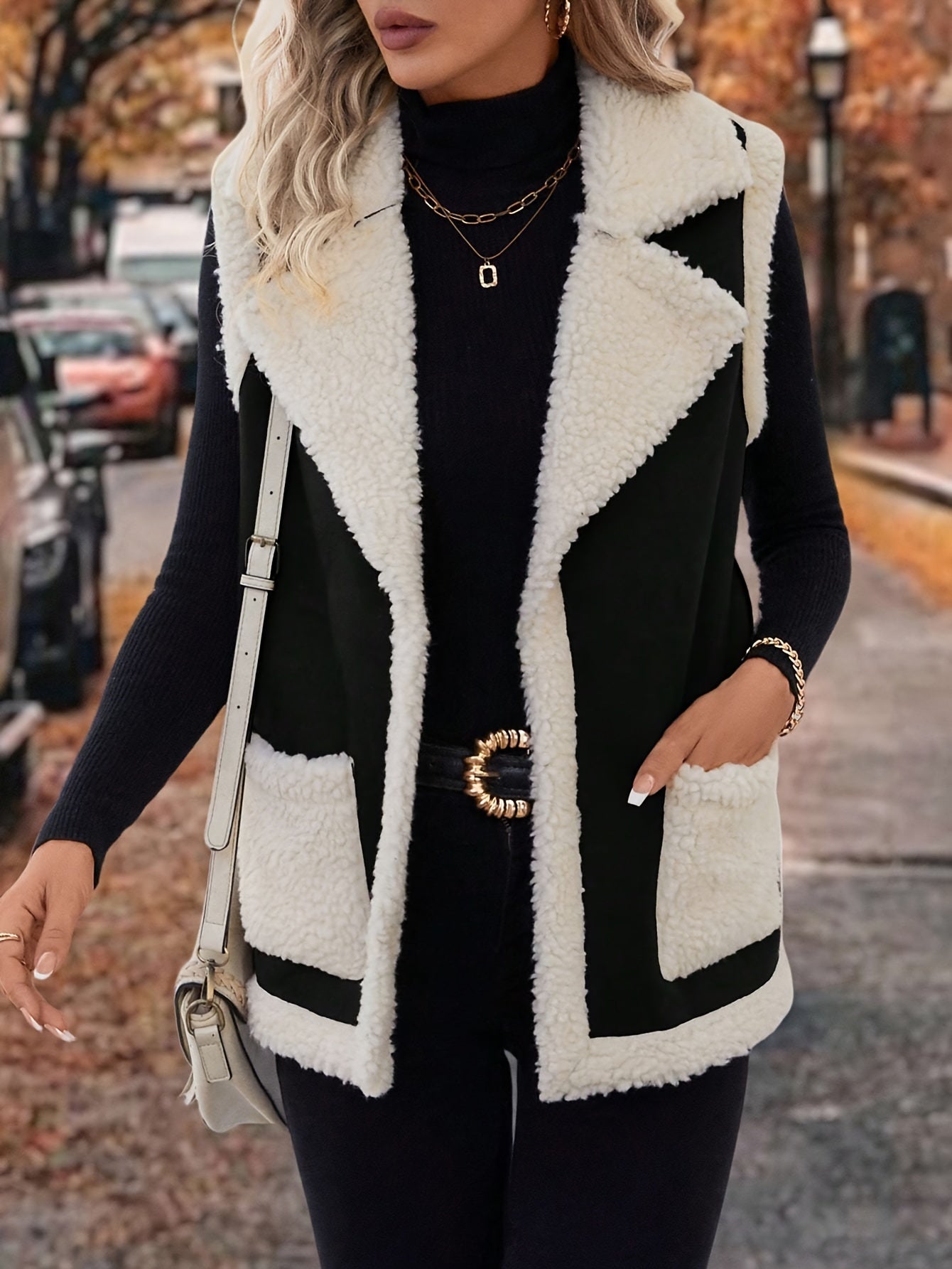 Varelle | Women's Lapel Collar Warm Vest with Front Pockets - Image 10