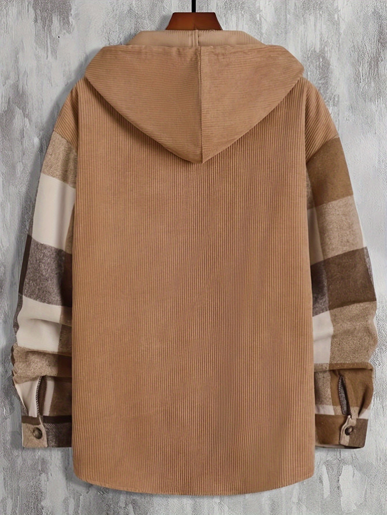 Verdan | Men's Checked Hooded Button Front Overshirt Jacket - Image 3