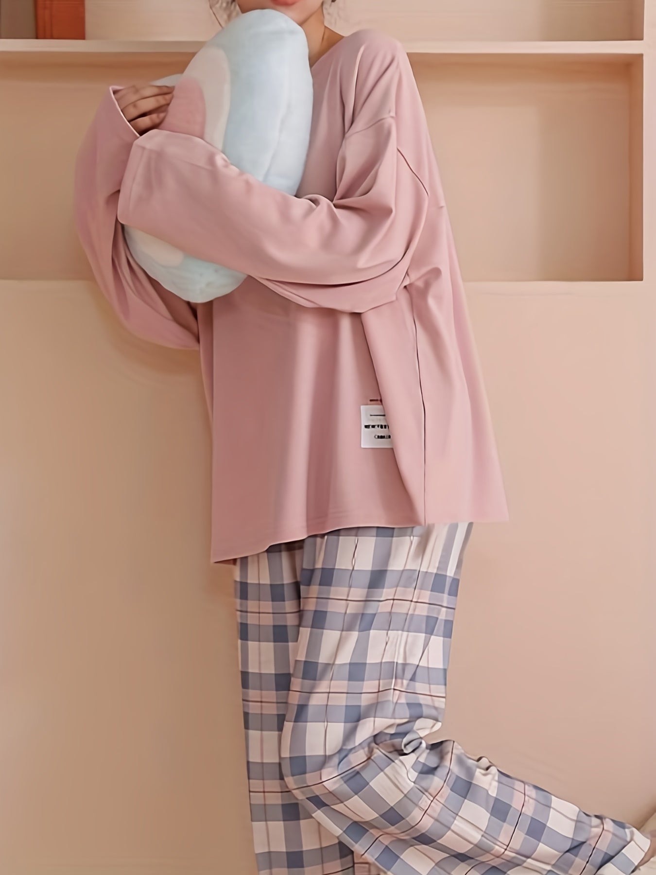 Sylvara | Women's Plaid Long Sleeve Pullover Set - Image 5