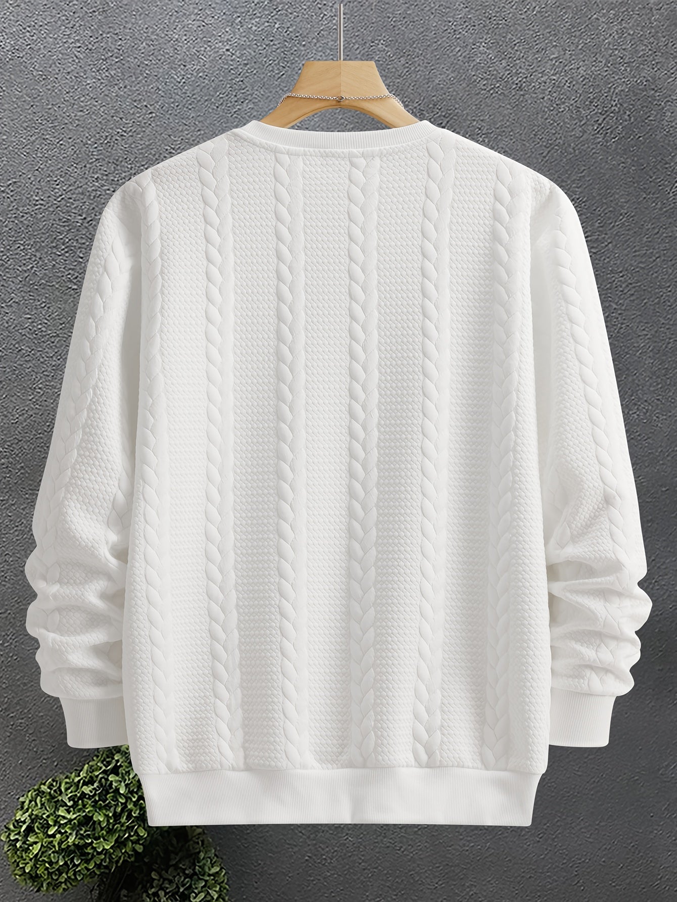 Alveron | Men's Textured Crew Neck Cable Knit Sweatshirt - Image 9
