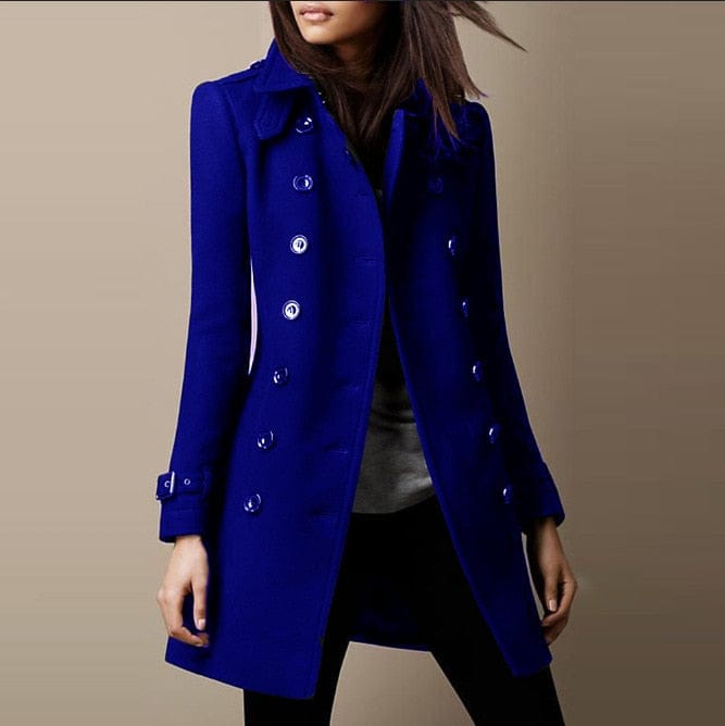 Valenne | Women's Wool Blend Double Breasted Long Coat - Image 5