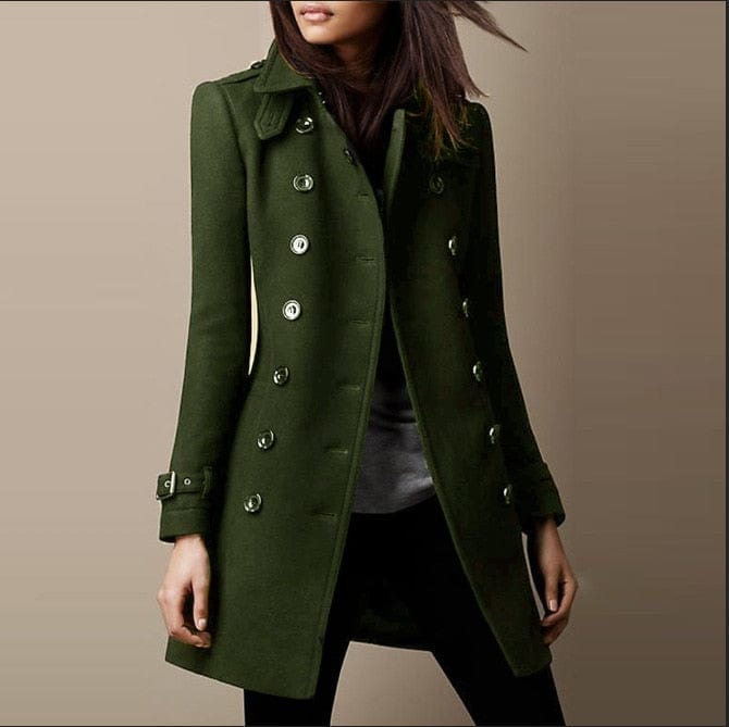 Valenne | Women's Wool Blend Double Breasted Long Coat - Image 6