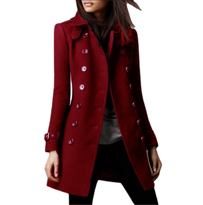 Valenne | Women's Wool Blend Double Breasted Long Coat - Image 3