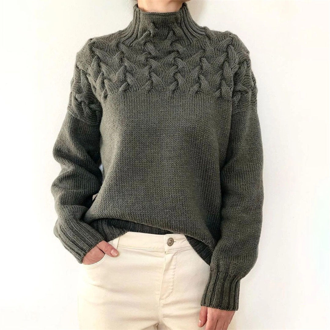 Elvarra | Women's Cable Knit Turtleneck Pullover Sweater - Image 4