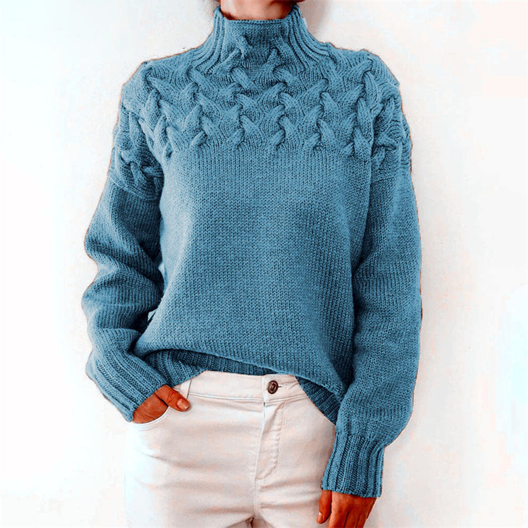 Elvarra | Women's Cable Knit Turtleneck Pullover Sweater