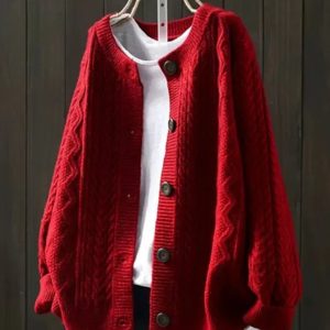Alternative view of Valmera | Women's Cable Knit V Neck Cardigan with Buttons