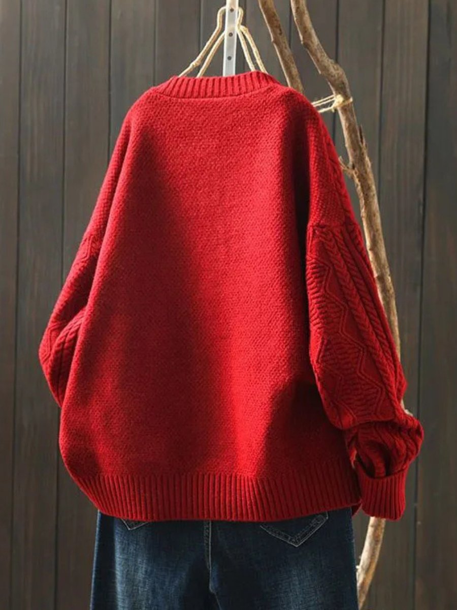 Valmera | Women's Cable Knit V Neck Cardigan with Buttons - Image 3