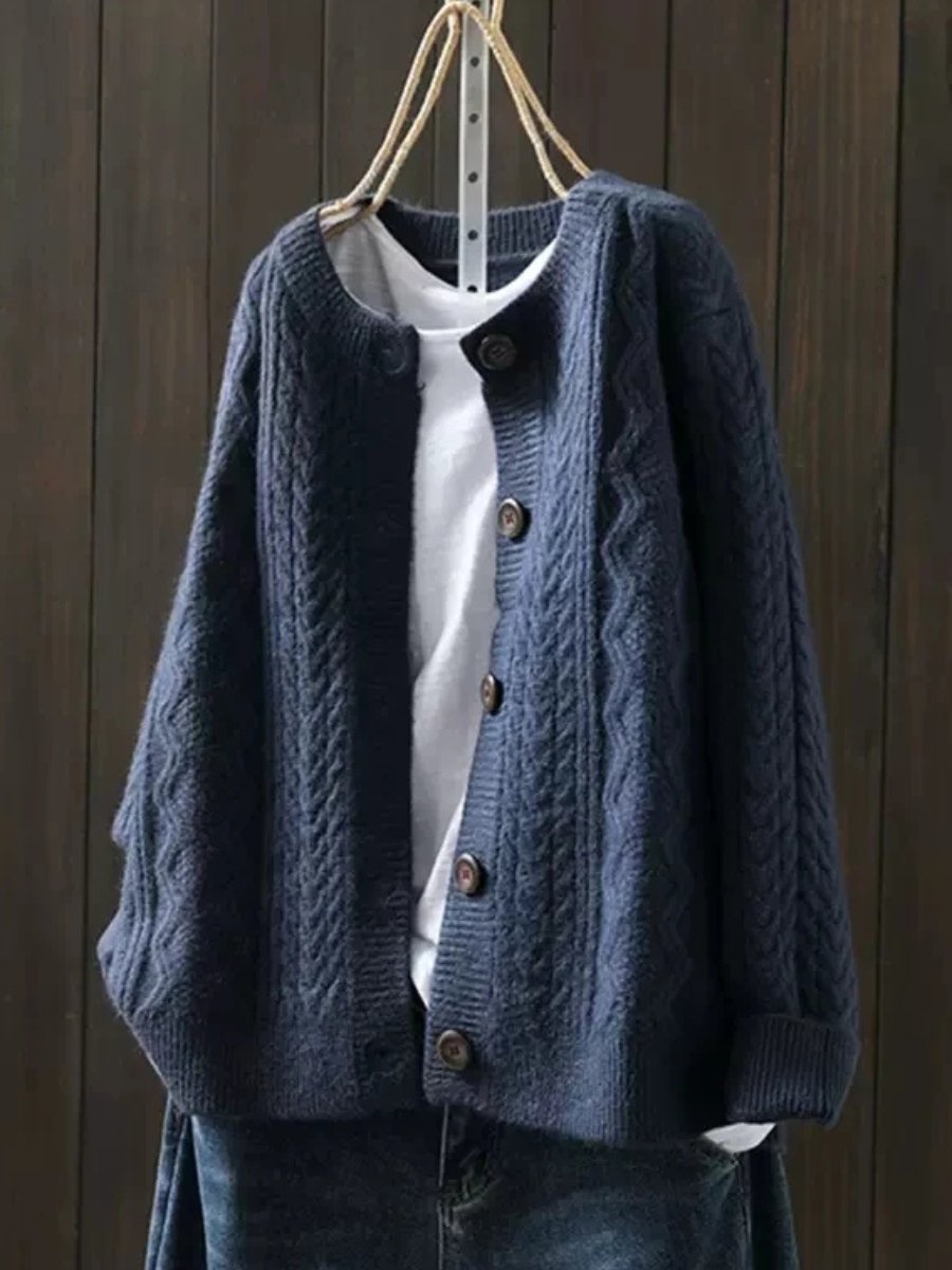 Valmera | Women's Cable Knit V Neck Cardigan with Buttons - Image 4