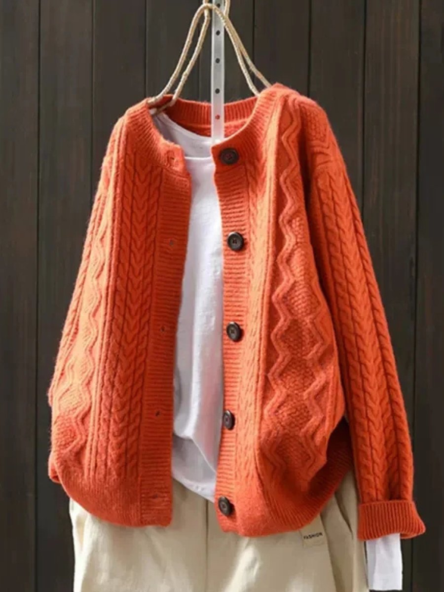 Valmera | Women's Cable Knit V Neck Cardigan with Buttons - Image 5