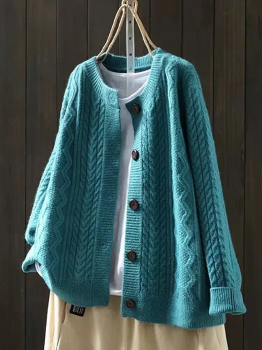 Valmera | Women's Cable Knit V Neck Cardigan with Buttons - Image 6