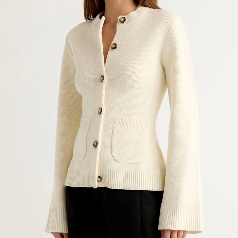 Elvara | Women's Knit Button Up Cardigan with Flared Sleeves