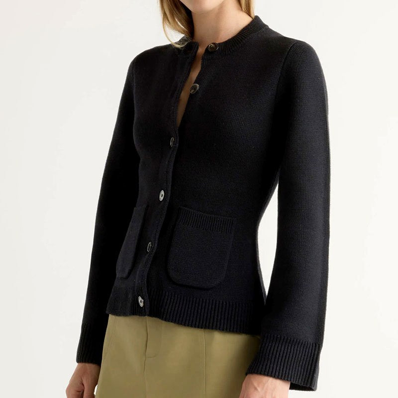 Elvara | Women's Knit Button Up Cardigan with Flared Sleeves - Image 2