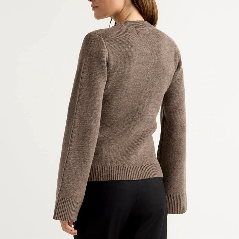 Elvara | Women's Knit Button Up Cardigan with Flared Sleeves - Image 6