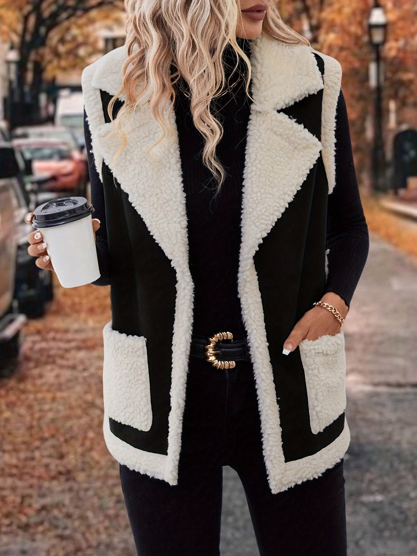 Varelle | Women's Lapel Collar Warm Vest with Front Pockets - Image 11