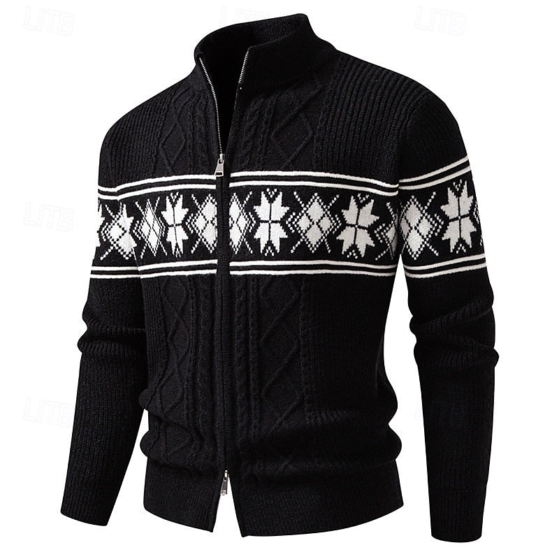 Halloran | Men's Fair Isle Zip Front Cardigan - Image 2