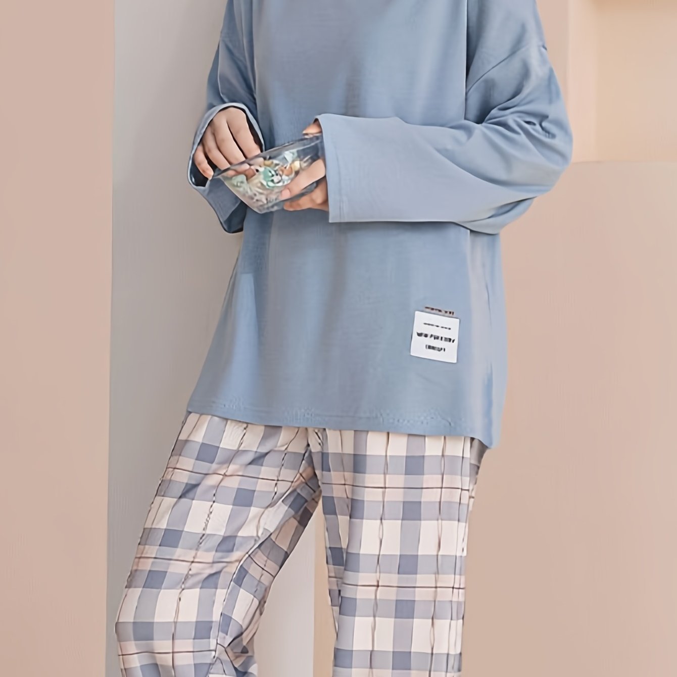 Sylvara | Women's Plaid Long Sleeve Pullover Set - Image 8