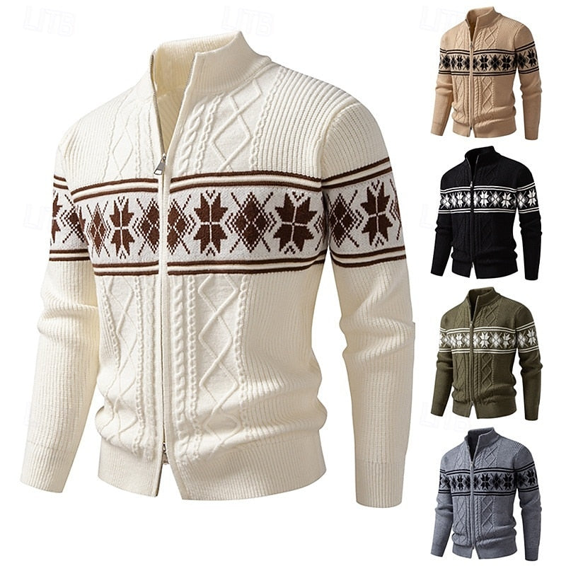 Halloran | Men's Fair Isle Zip Front Cardigan