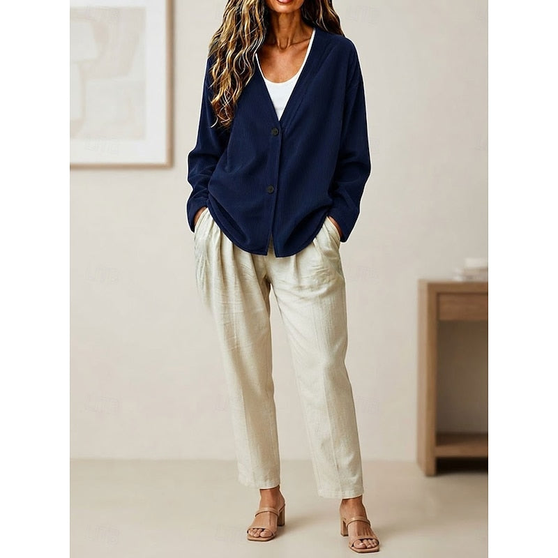 Verlaine | Women's V Neck Button Front Cardigan - Image 3