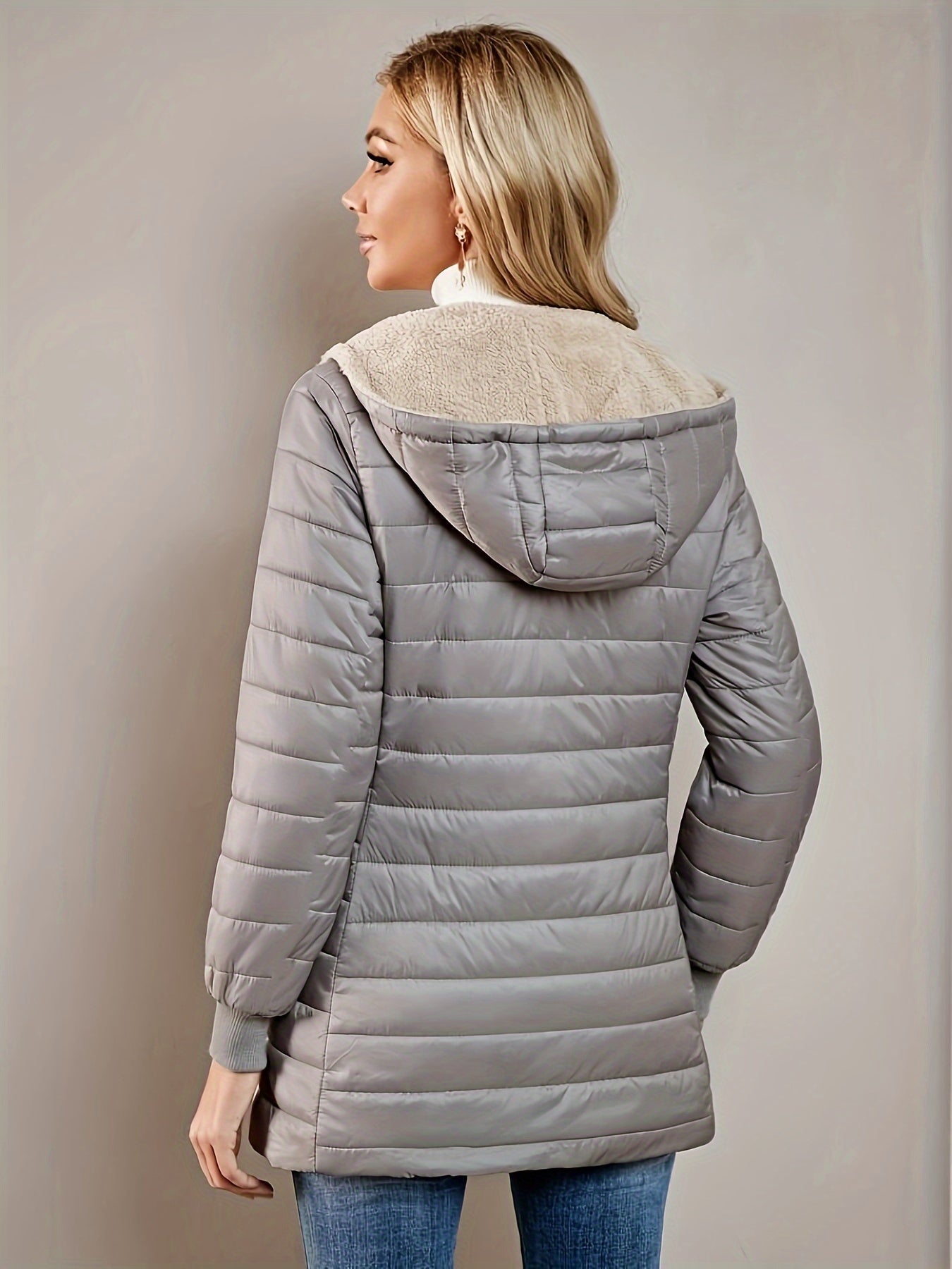 Elvanna | Women's Quilted Longline Coat with Ribbed Cuffs - Image 15
