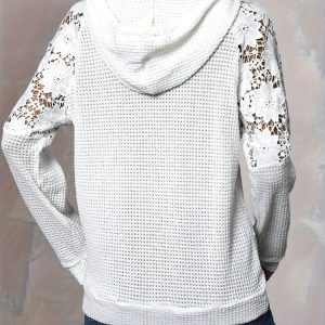 Alternative view of Selvara | Women's Floral Panel Hooded Waffle Top