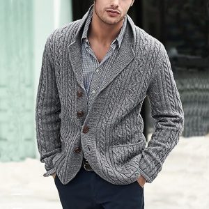 Alternative view of Ashworth | Men's Cable Knit Lapel Button Cardigan