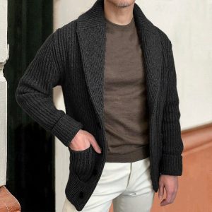Bramwell | Men's Shawl Collar Ribbed Cardigan