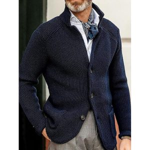 Everard | Men's Textured Stand Collar Cardigan
