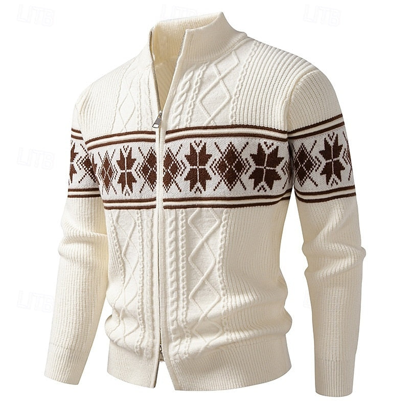 Halloran | Men's Fair Isle Zip Front Cardigan - Image 3