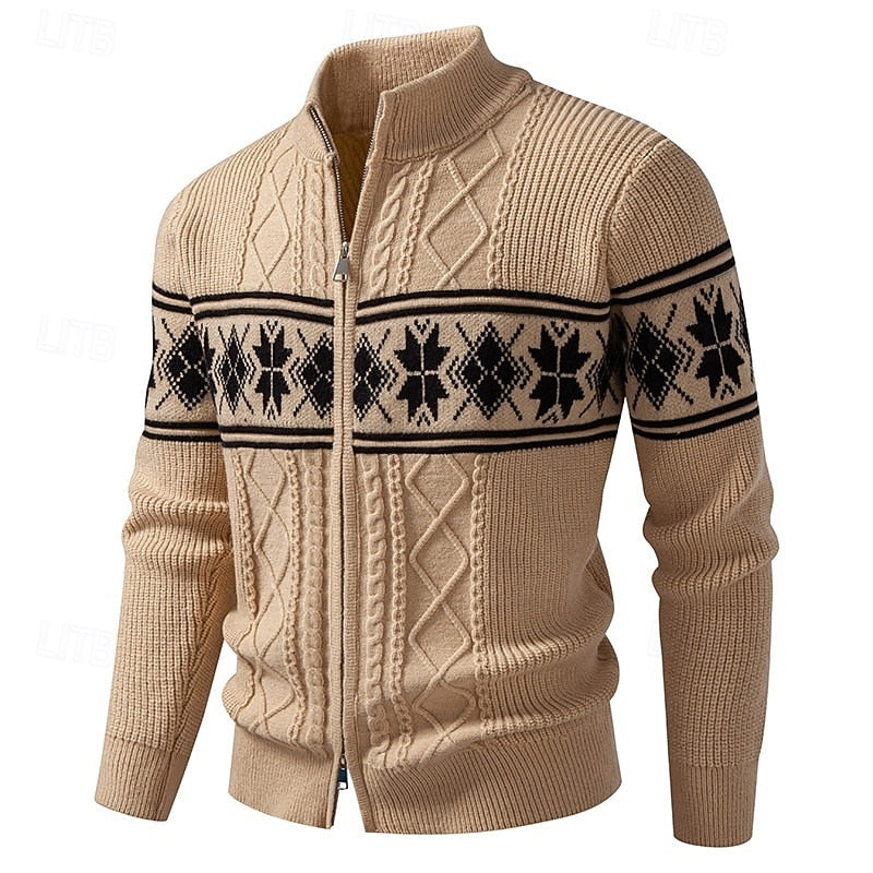 Halloran | Men's Fair Isle Zip Front Cardigan - Image 6