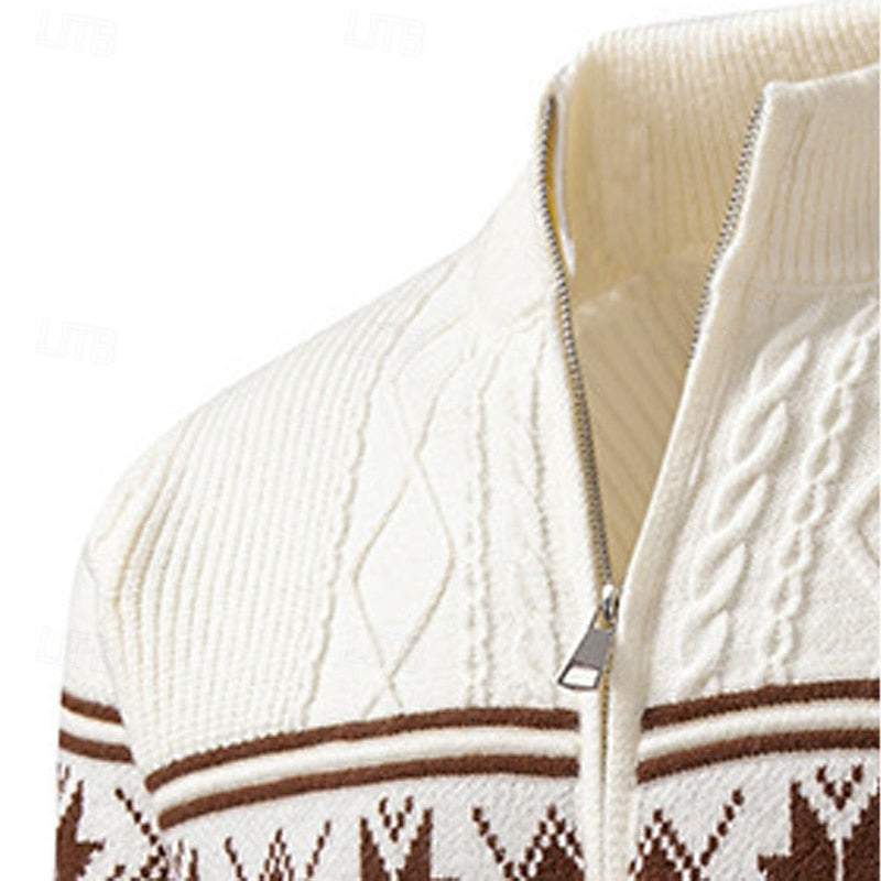 Halloran | Men's Fair Isle Zip Front Cardigan - Image 8
