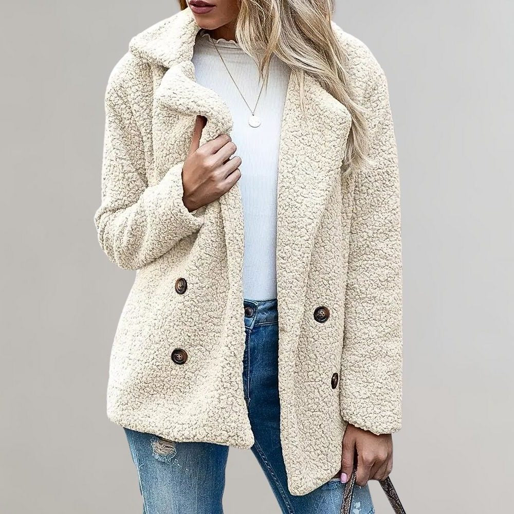 Noelia | Women's Double Breasted Textured Teddy Blazer - Image 2