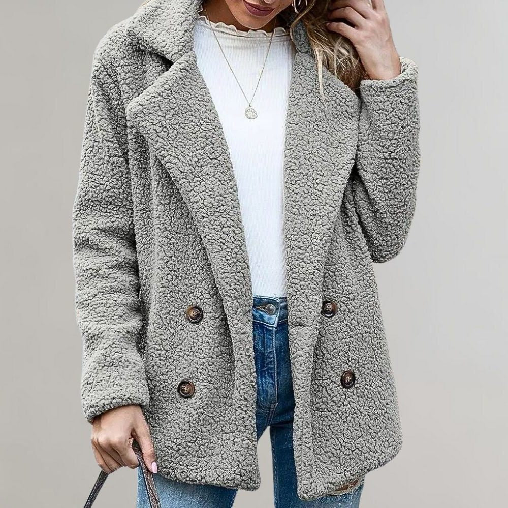 Noelia | Women's Double Breasted Textured Teddy Blazer - Image 3