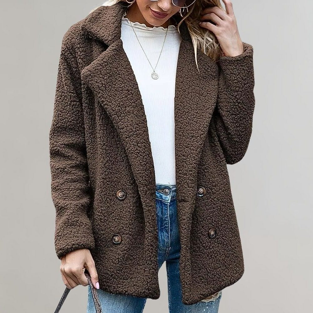 Noelia | Women's Double Breasted Textured Teddy Blazer - Image 4