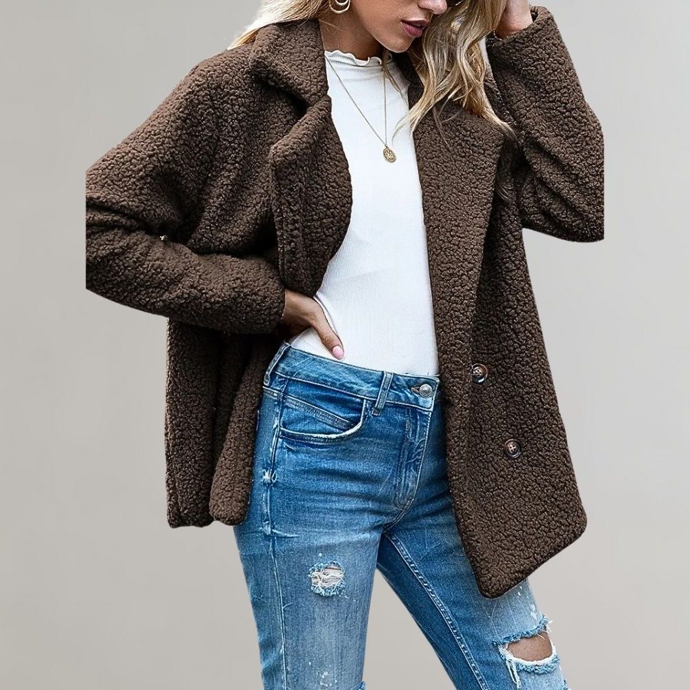 Noelia | Women's Double Breasted Textured Teddy Blazer - Image 8